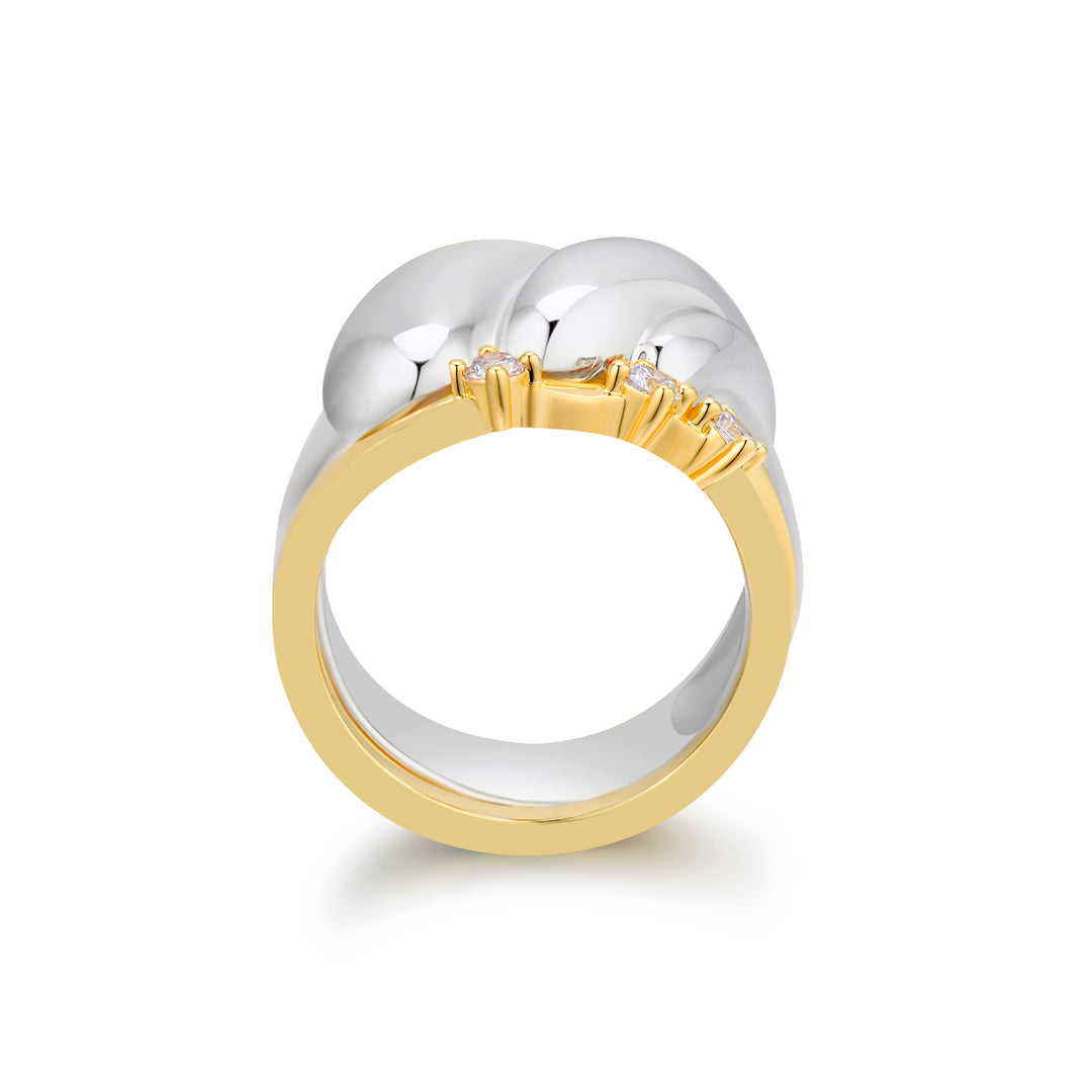 Stacking Rings Set - 18K recycled gold vermeil on recycled silver, 0.105ct zirconia