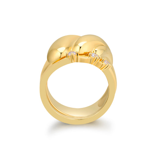 Stacking Rings Set - 18K recycled gold vermeil on recycled silver, 0.105ct zirconia