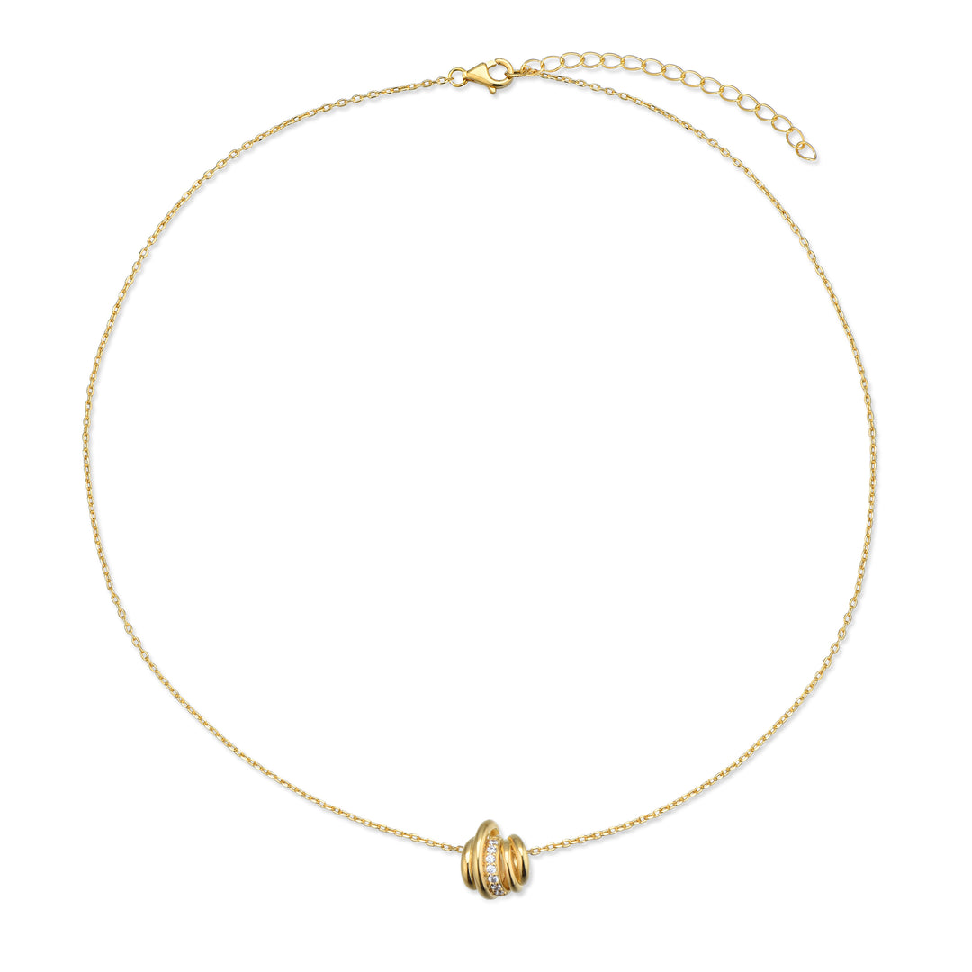 Necklace -18K recycled gold vermeil on recycled silver, 0.105ct zirconia