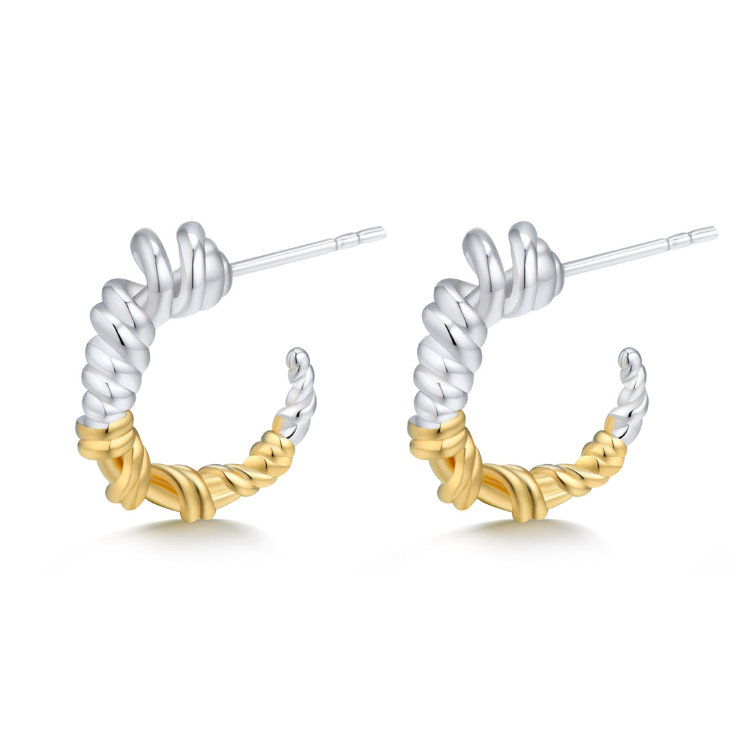 Orelia Mini Gold and Sterling Silver Hoop Earrings