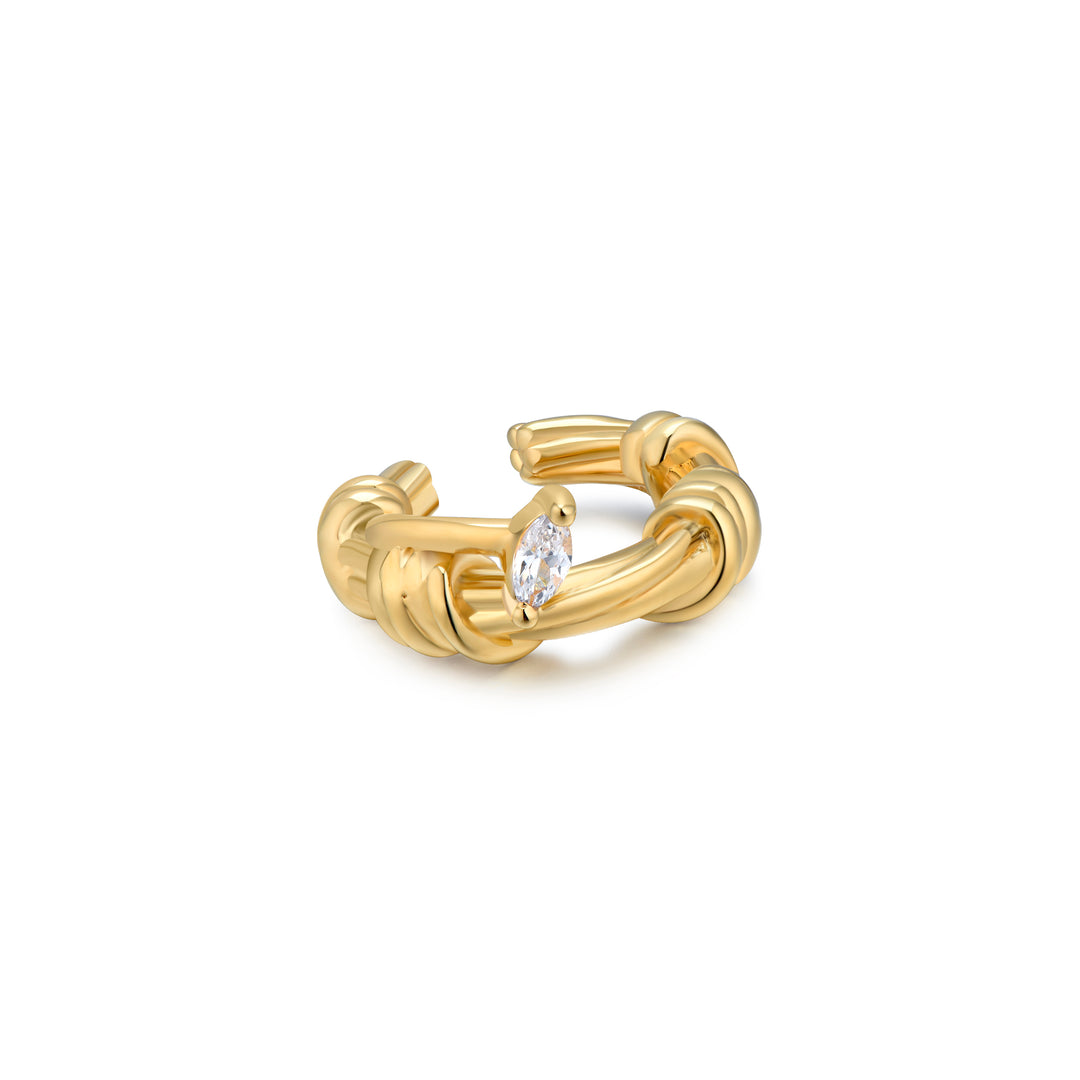 ear cuff - 18K recycled gold vermeil on recycled silver, 0.22ct zirconia