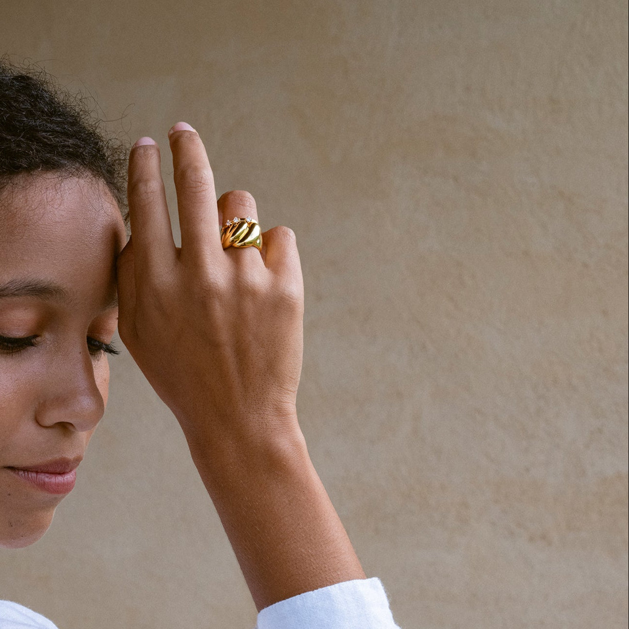 Stacking Rings Set - 18K recycled gold vermeil on recycled silver, 0.105ct zirconia
