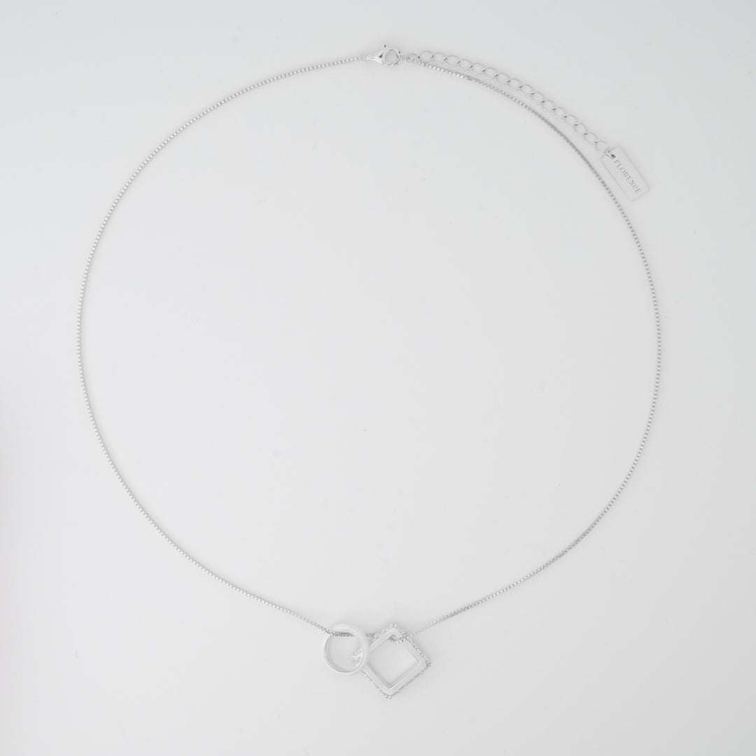 Nemy Stones and White Enamel Hoops Silver Necklace