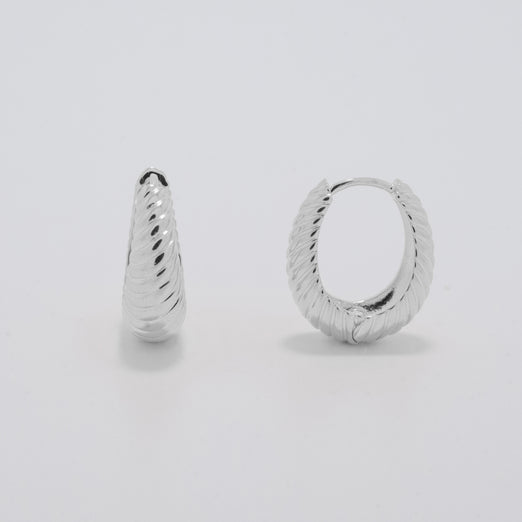 Exist hoop earrings, Medium, White, Rhodium plated | Swarovski