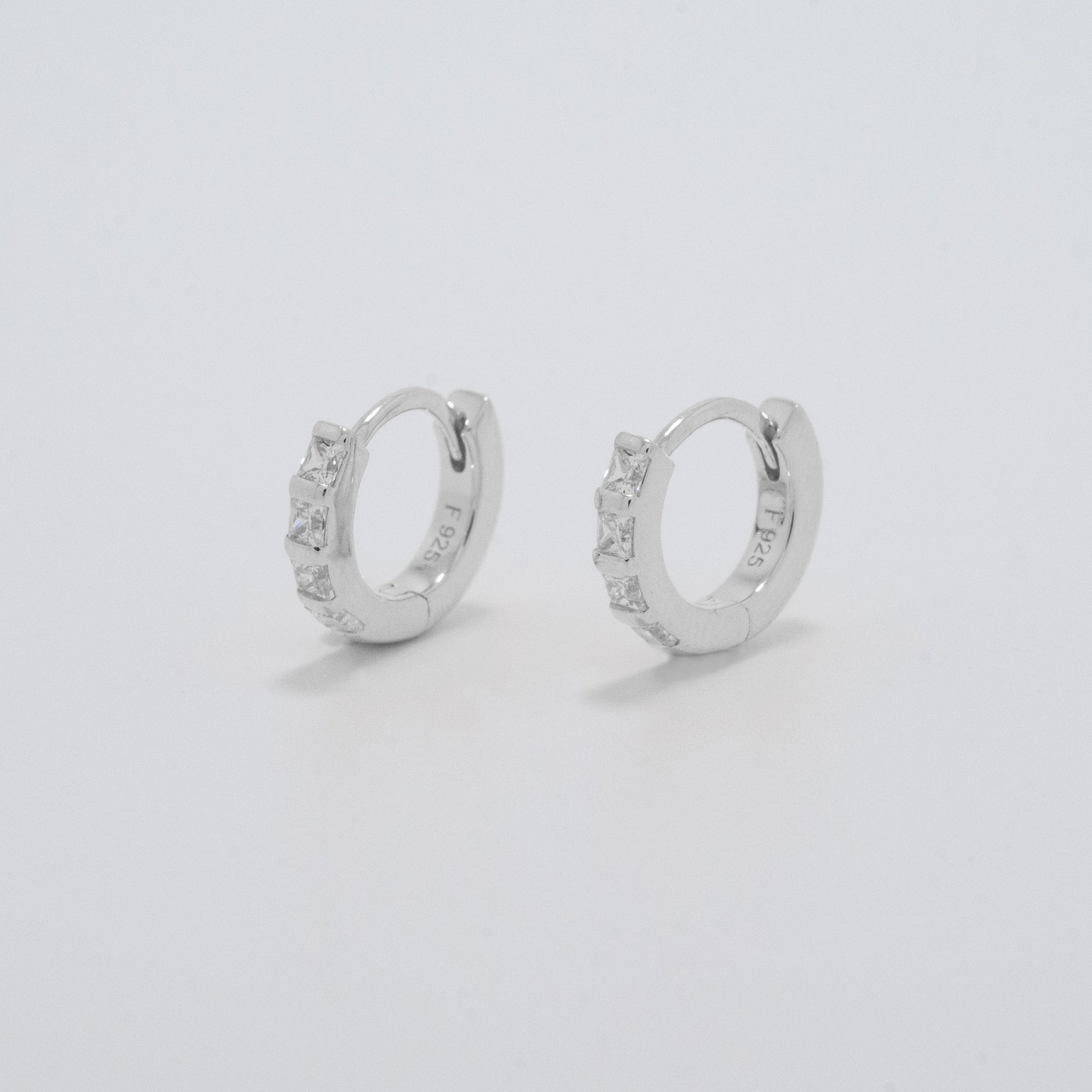 Alana Classic Stone Silver Huggie Earrings