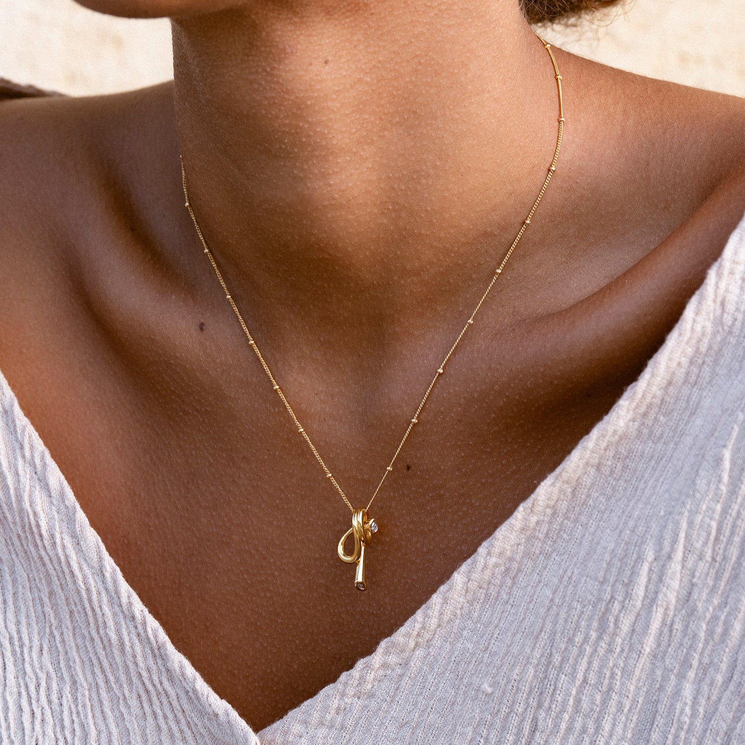 Necklace - 18K recycled gold vermeil on recycled silver and zirconia