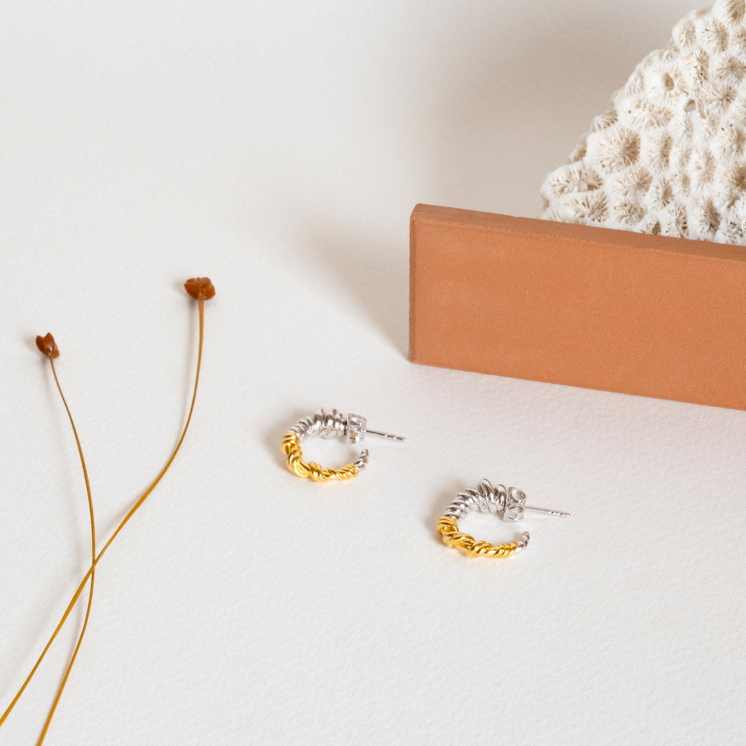 Orelia Mini Gold and Sterling Silver Hoop Earrings