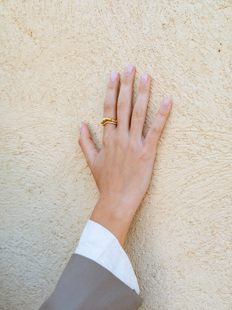 Stacking Ring - 18K recycled gold vermeil on recycled silver and zirconia.