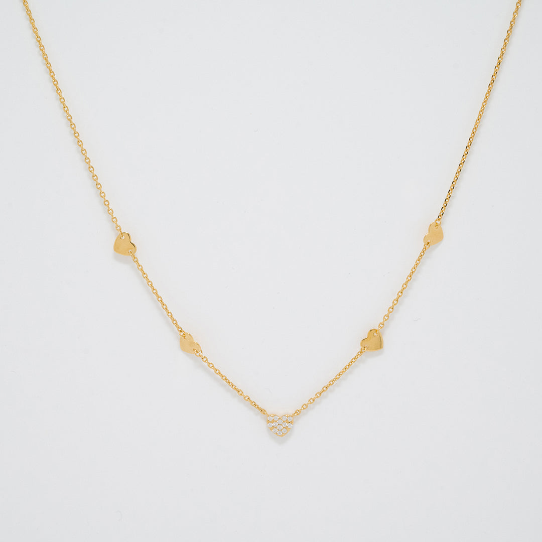 Waltz of Hearts Gold Necklace